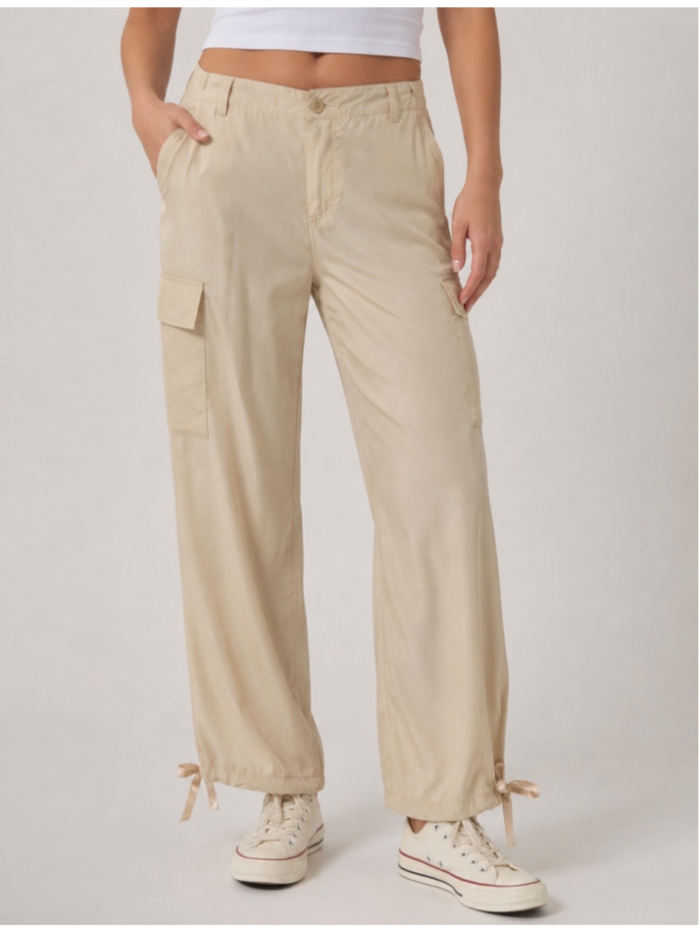 Banana Republic Beige Cargo 100% Silk Pants